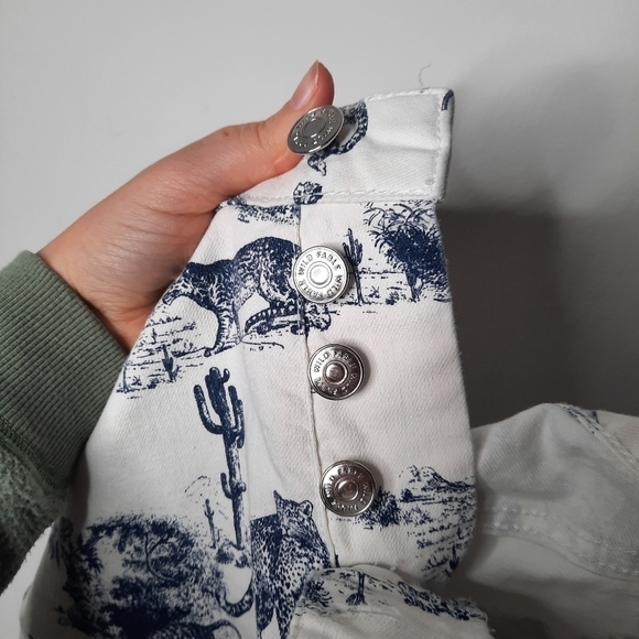 Wild Fable White Toile Desert Print Skinny Button Fly Raw Hem Jeans 6 - Picture 5 of 6